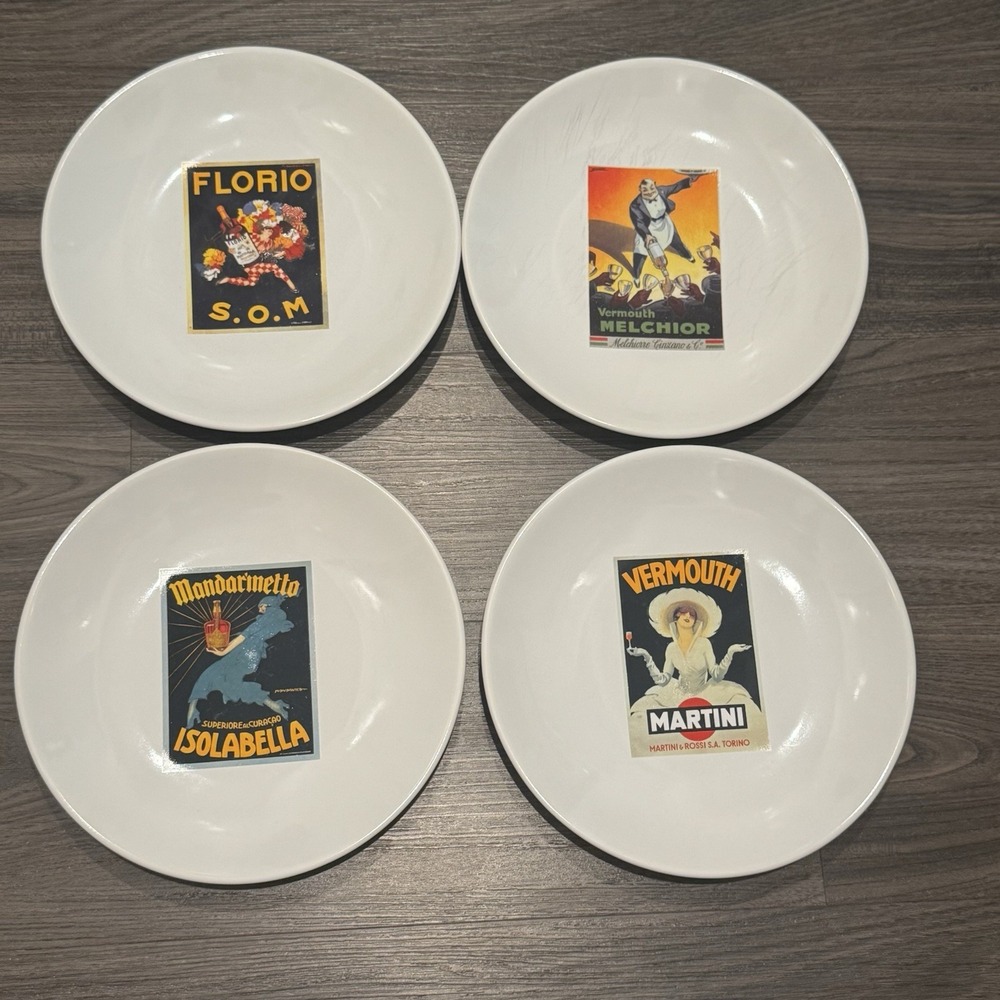 Pottery Barn Vintage Cocktail SALAD PLATE 8"  Set Of 4